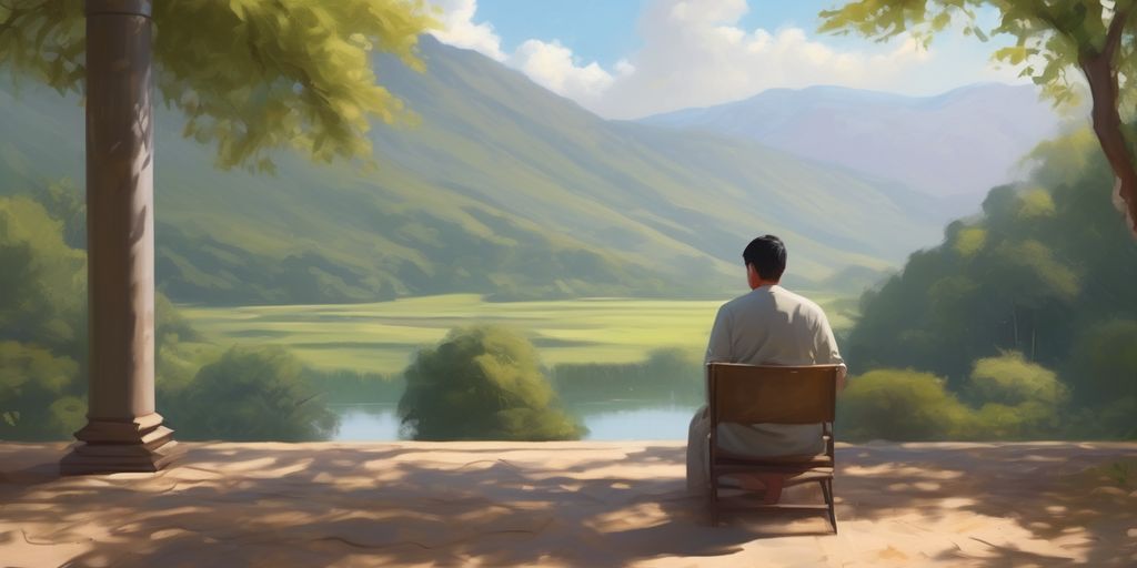 person painting in a serene environment