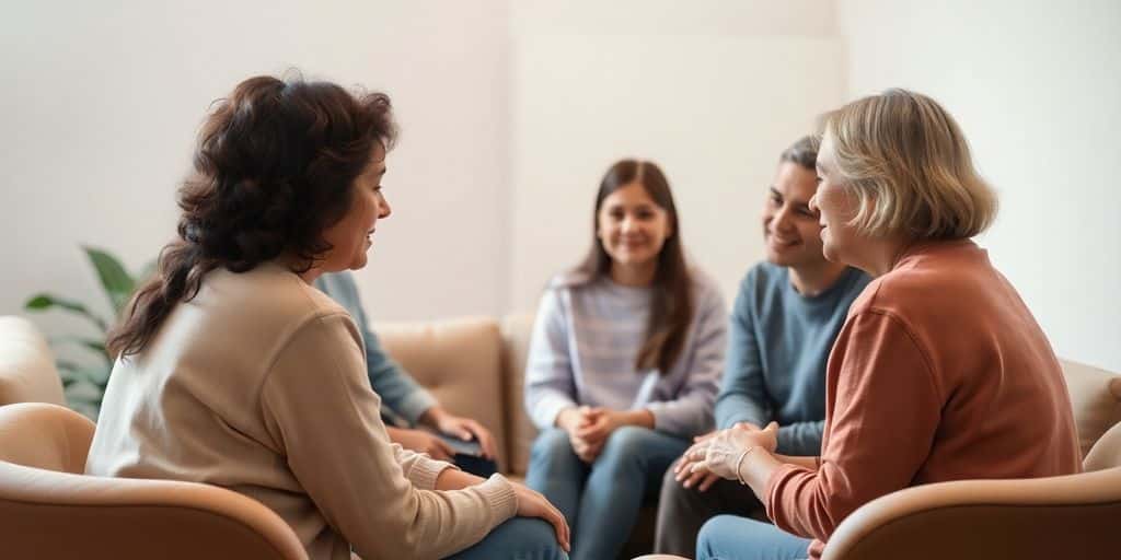 Support group session fostering healing and connection among individuals.